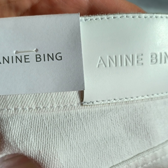 NWT Anine Bing Jeans Skinny White Knee Slit Frayed Low Rise Grunge Indie Sleeze - Picture 6 of 16